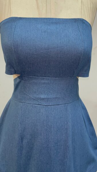 Strapless Denim cut-out  dress