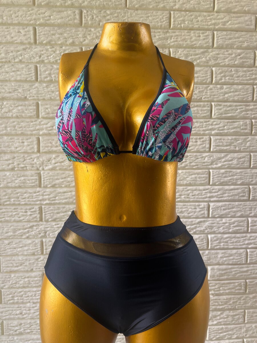 Bikini taille haute tropical