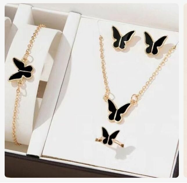 Ensemble Bijoux Papillon Noir