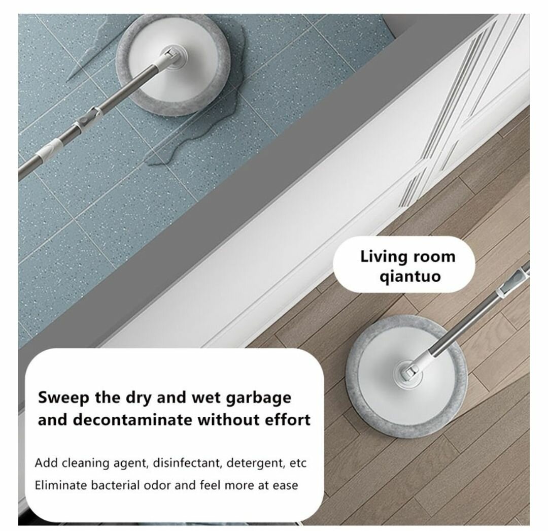 360° ROTATING 2-IN-1 SQUEEZE & DRY FLOOR FLAT MOP WITH BUCKT