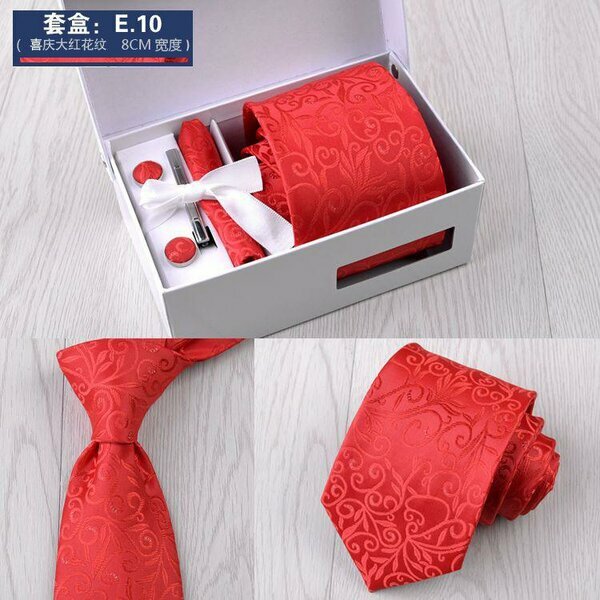 Coffret cravate rouge arabesque