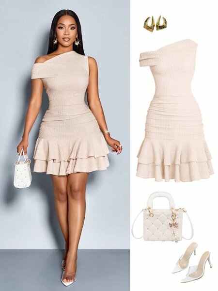 Robe Cocktail à Épaule Dénudée