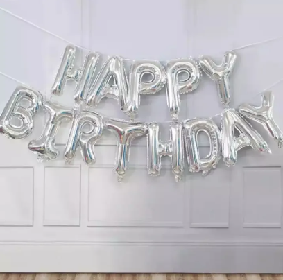 16 inch Happy Birthday Aluminum Foil Balloons, Aluminum Foil Letters Banner Balloons for Party Supplies and Birthday Decorations
