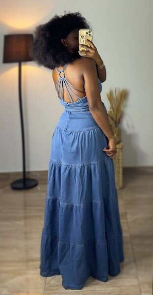 Robe longue en jean femme