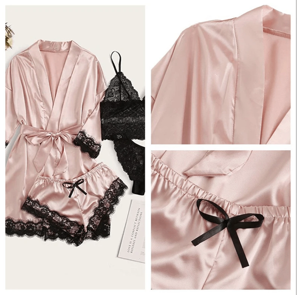 Ensemble de lingerie en satin et dentelle