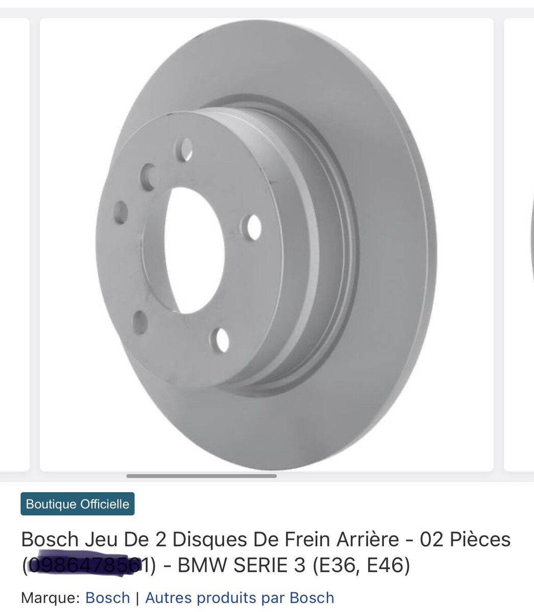 Bosch Jeu  2 Disques De Frein