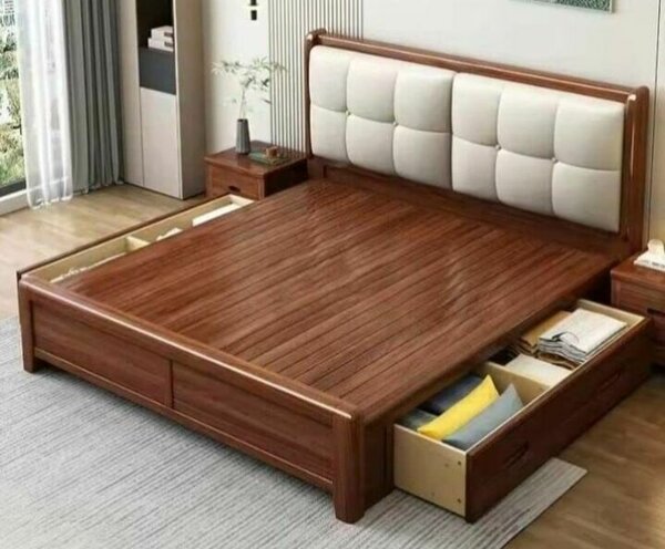 Lit en bois avec rangement