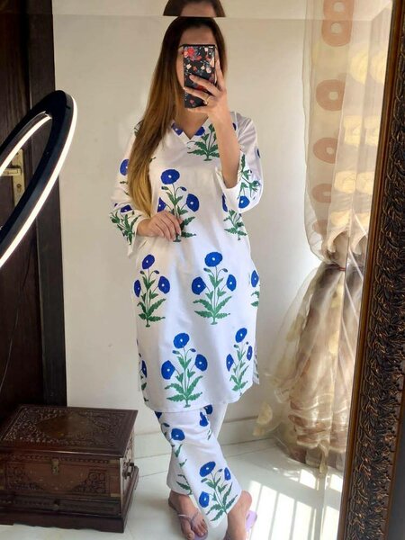 2 PC's stiched linen printed s