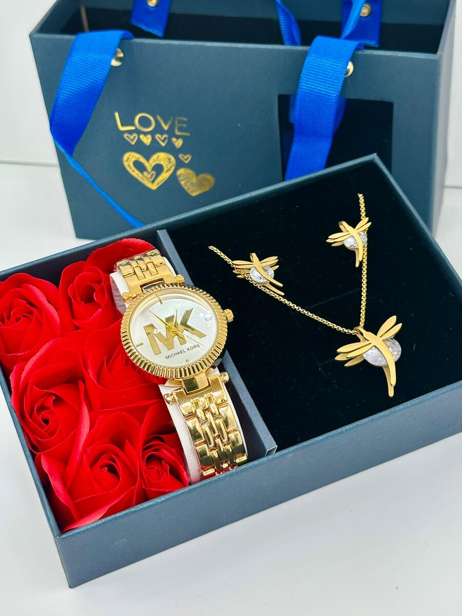 Coffret Montre et Bijoux Dorés