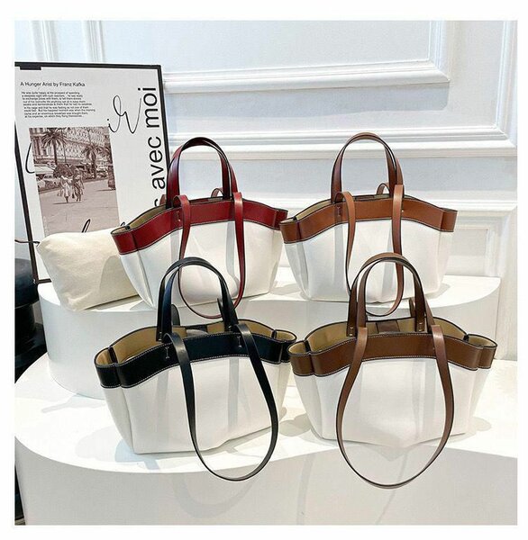 Sac fourre-tout en cuir bicolore