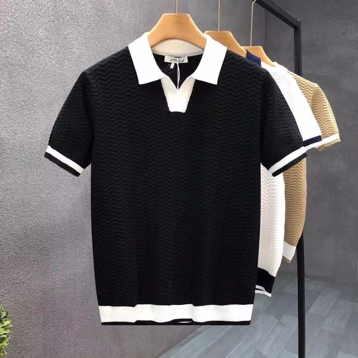 Polo homme élégant col rayé