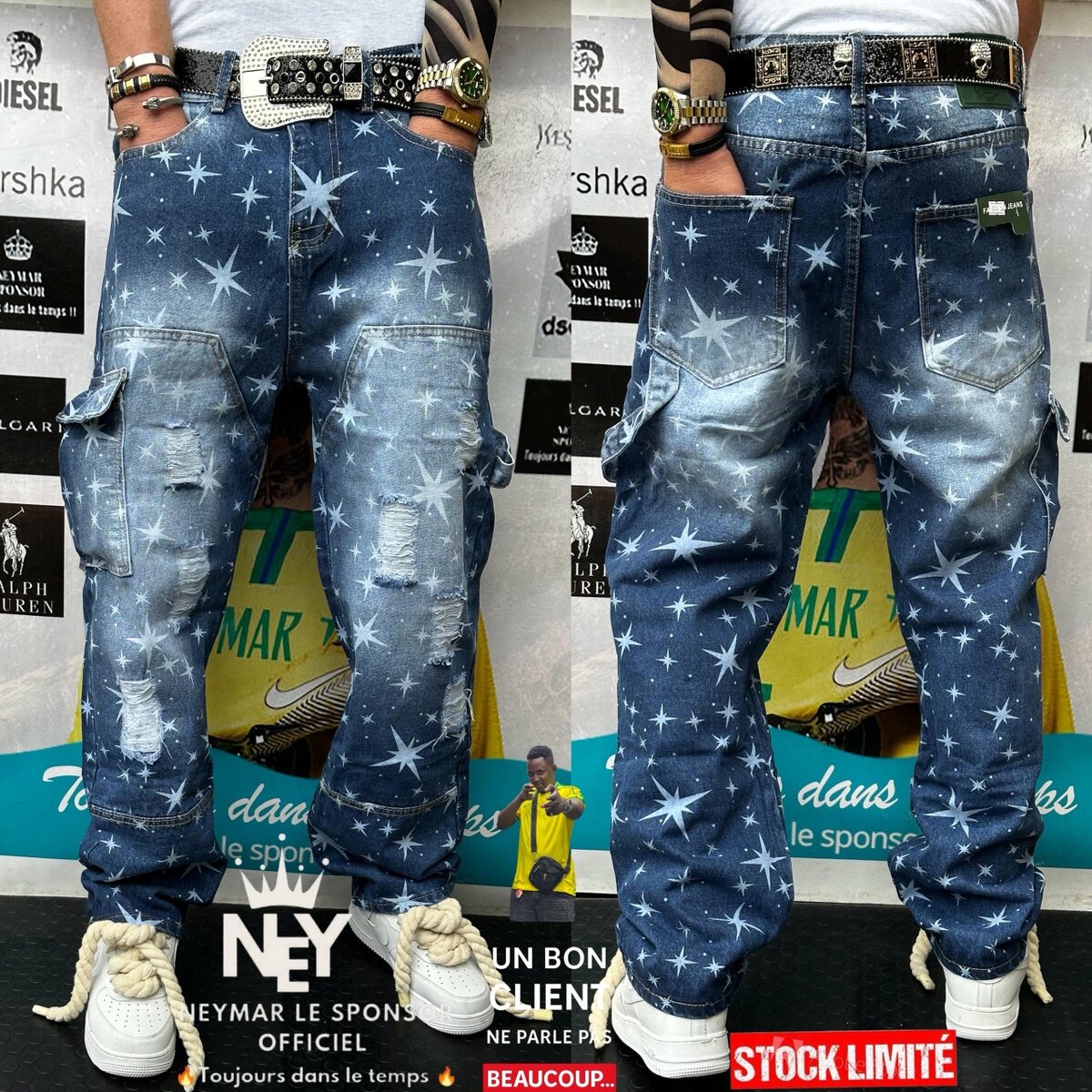 Jean décontracté motif étoile