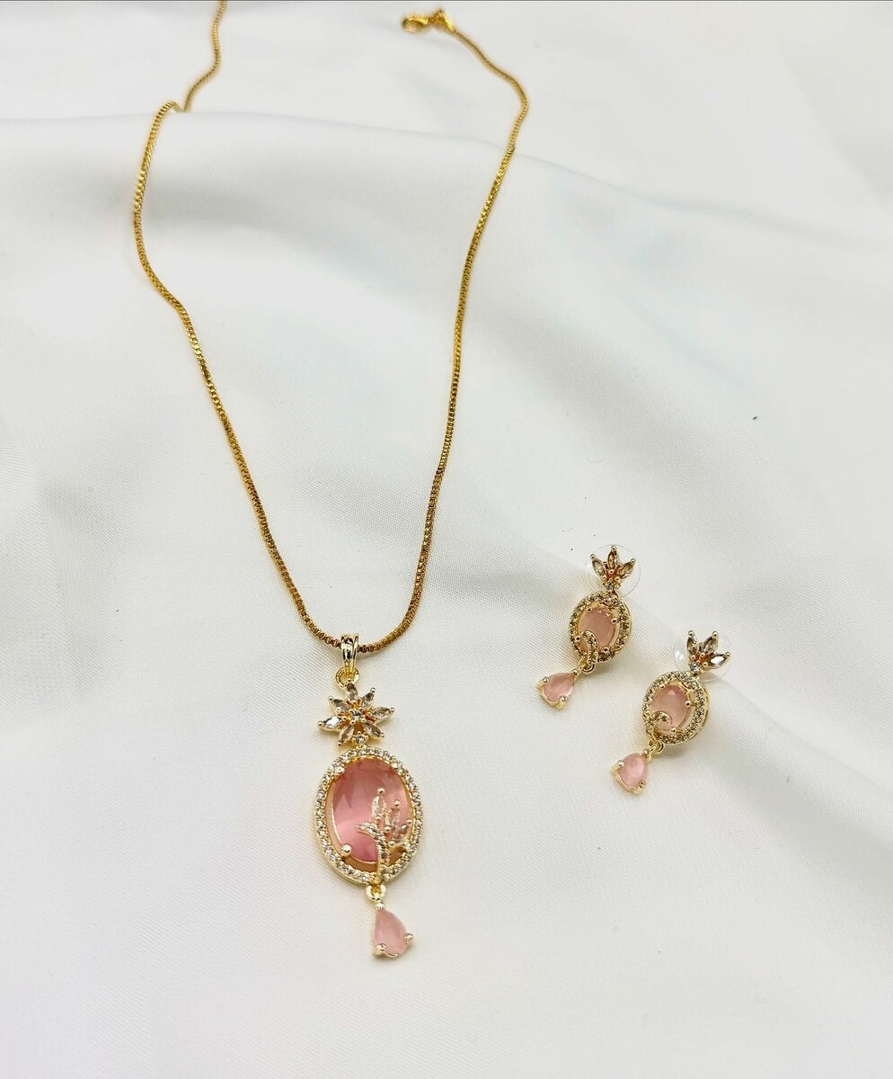 American Diamond 1 karat Pendant set