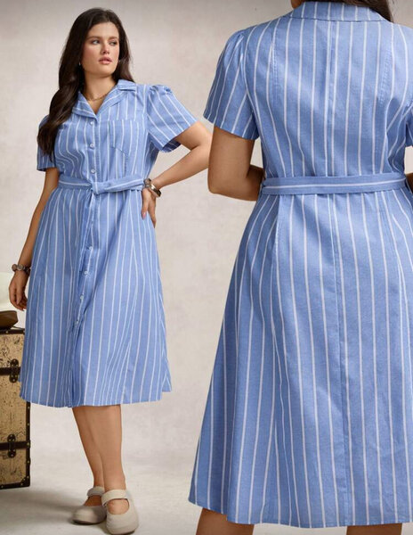 Robe chemise rayée bleue