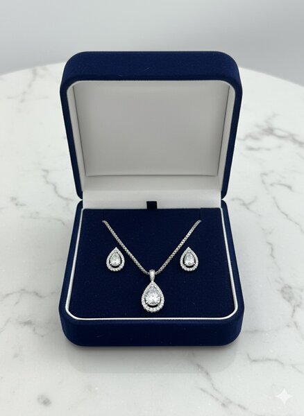 Parure collier et boucles en argent