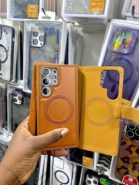 Magnetic Leather Flip Case