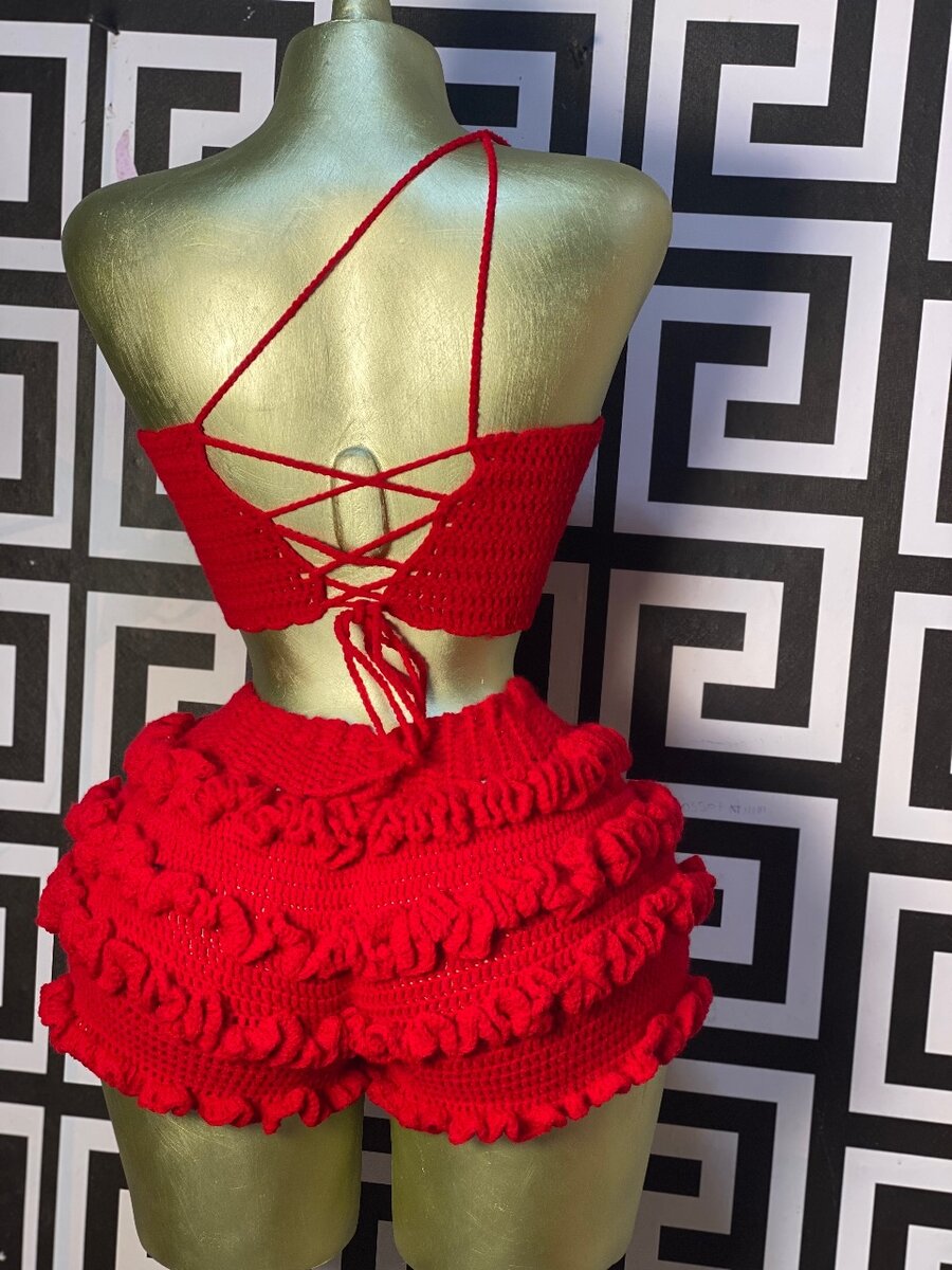 Ensemble tricoté rouge tendance