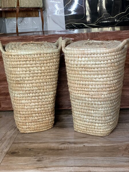 Grand panier en osier avec couvercle