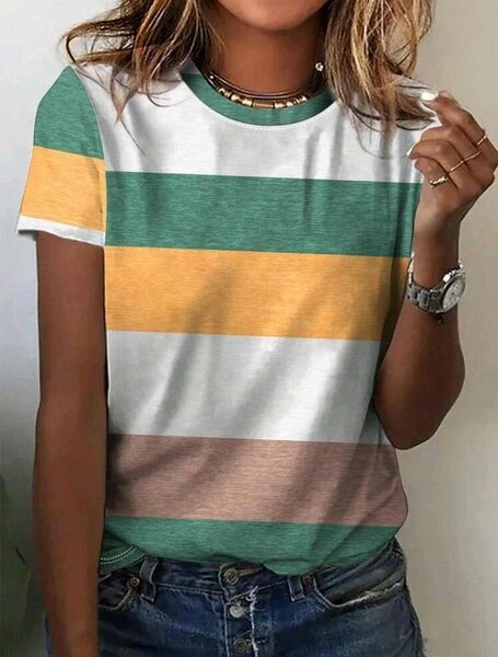 T-shirt rayé coloré pour femme