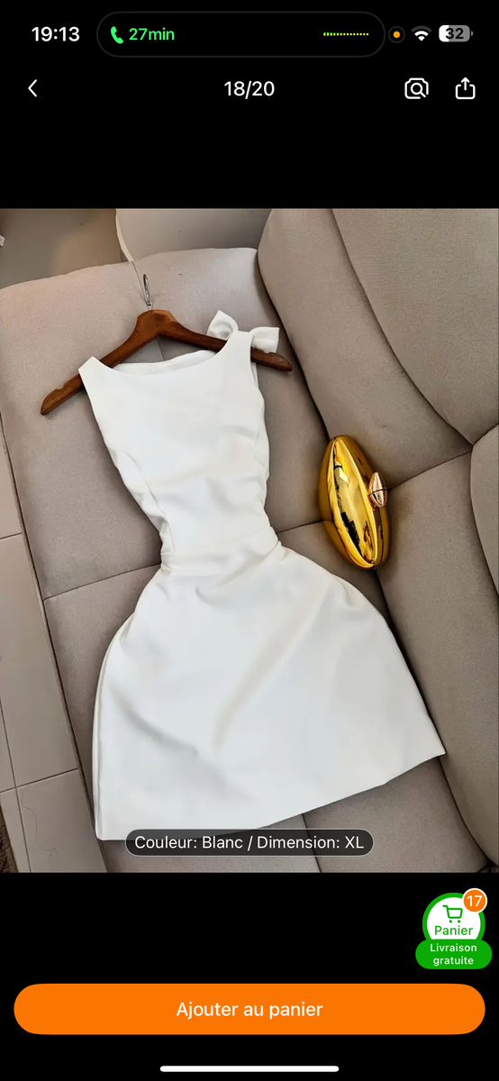 Robe Blanche Élégante Nœuds