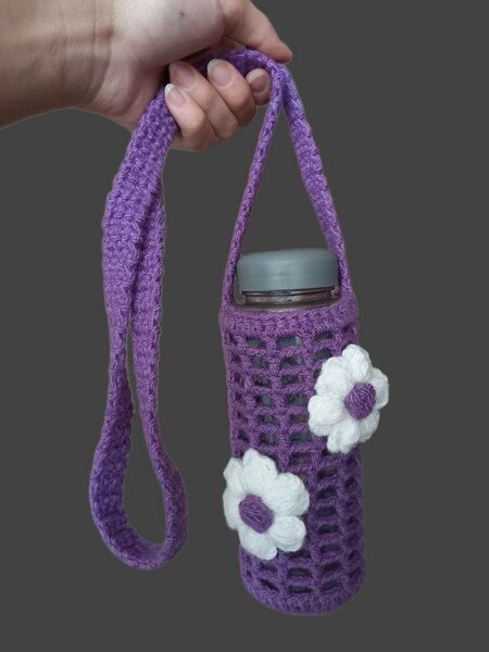 Porte-gourde crocheté fleur
