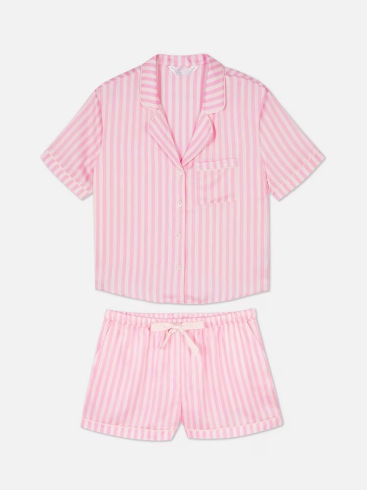 Satin striped short PJ set