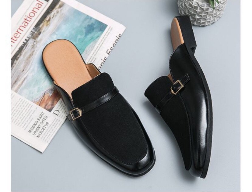 Men's Fashion Casual Toe Half Slipper Leather Shoes