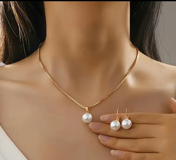Collier et Boucles Perle Élégants