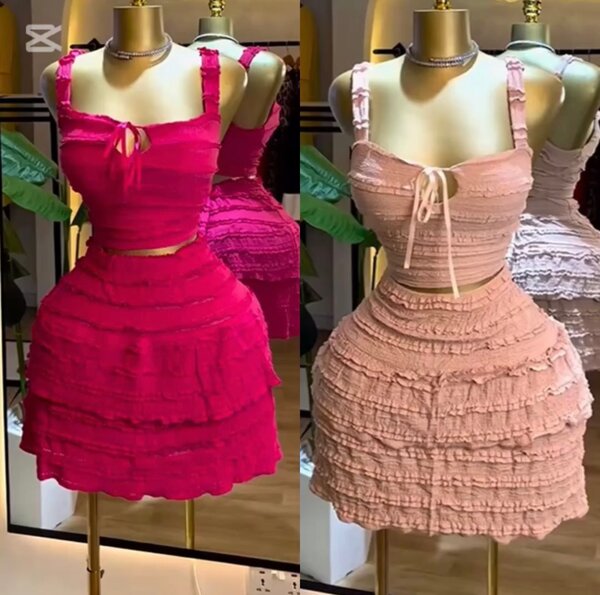 Robe courte à volants chic