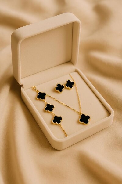 Parure en acier inoxydable fleur