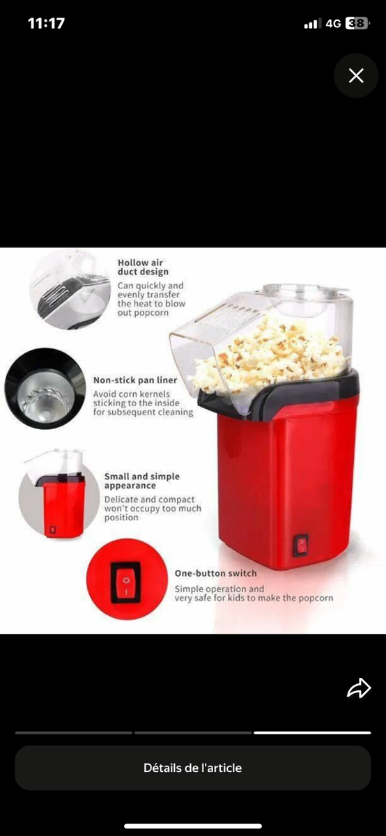 Machine à Popcorn Électrique