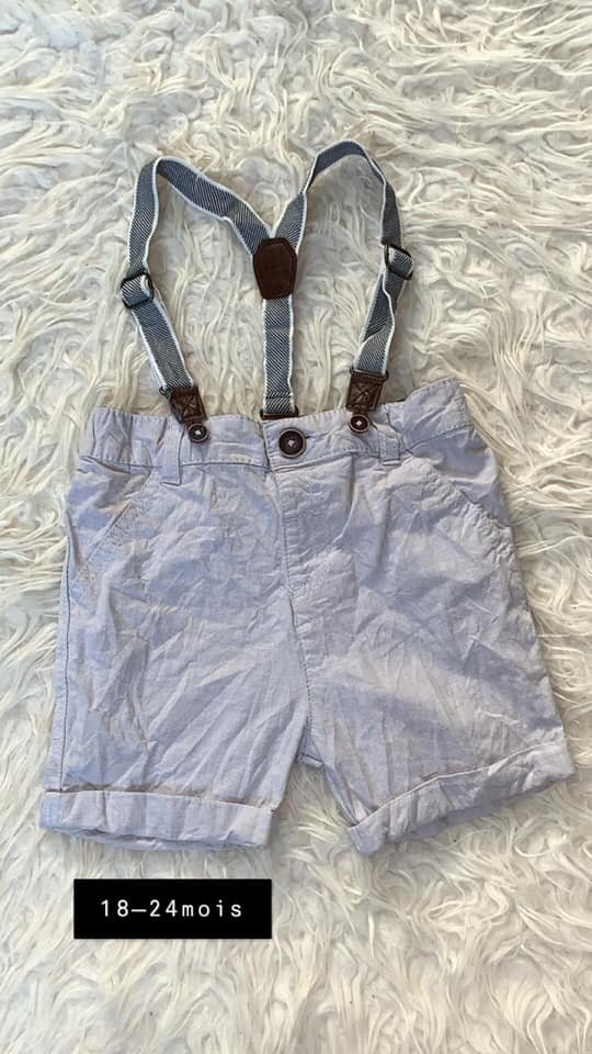 Short à bretelles garçon, gris