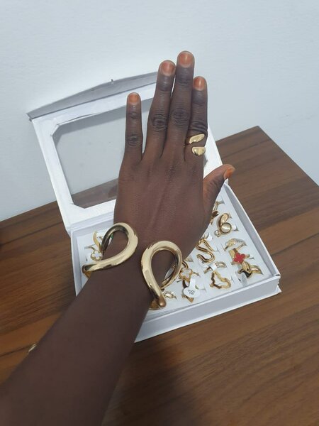 Bracelet et bague serpent dorés