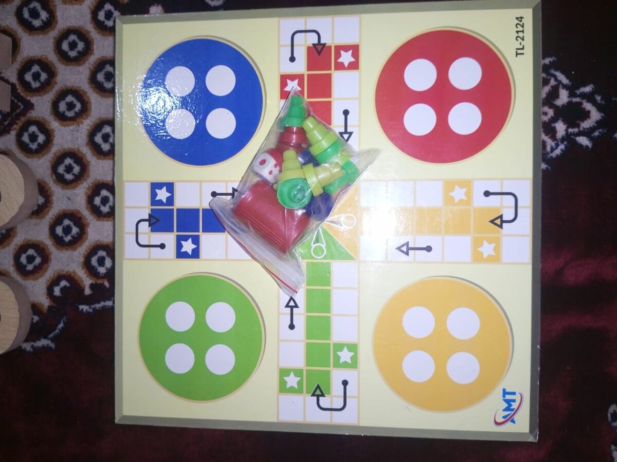 2-in-1 Wooden Ludo & Tic-Tac-Toe Board Game  Classic Family