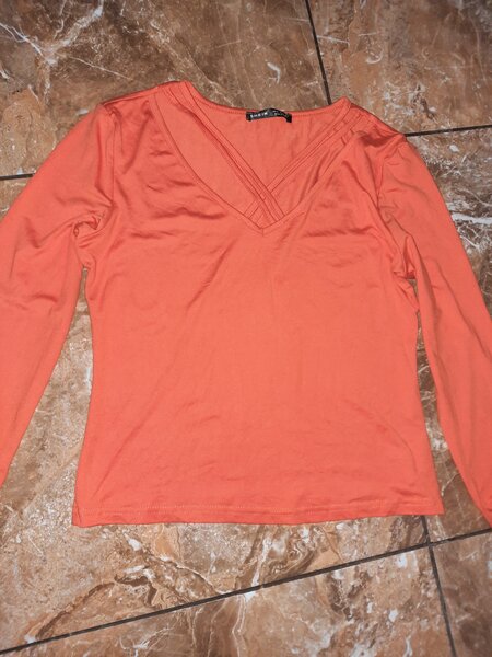 T-shirt orange col V shein
