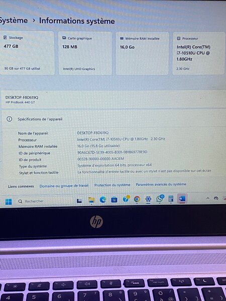 HP Laptop Intel i7 16GB RAM