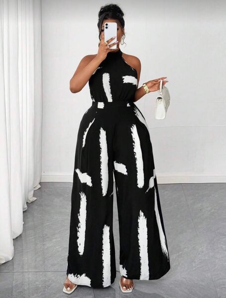 Combinaison élégante à rayures