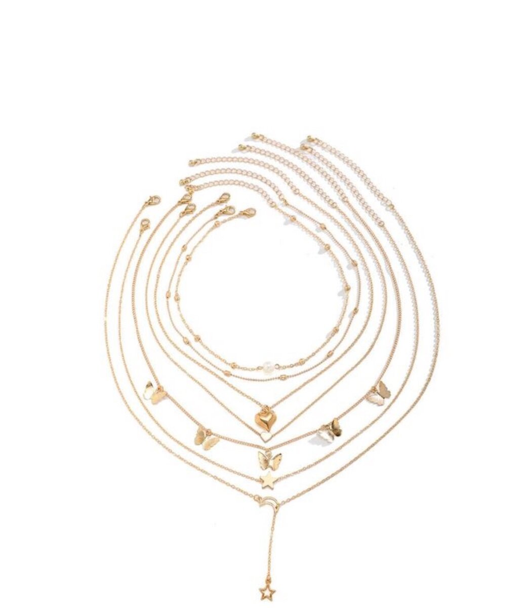 Ladies Luxurious Butterfly Love Heart Stacking Pendant Neck.