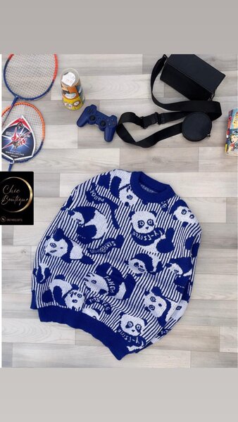 Pull en maille motif panda