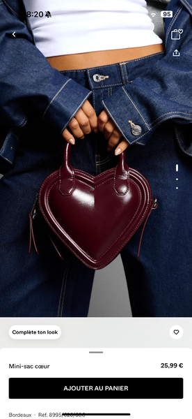 Mini-Sac Cœur Bordeaux BERSHKA