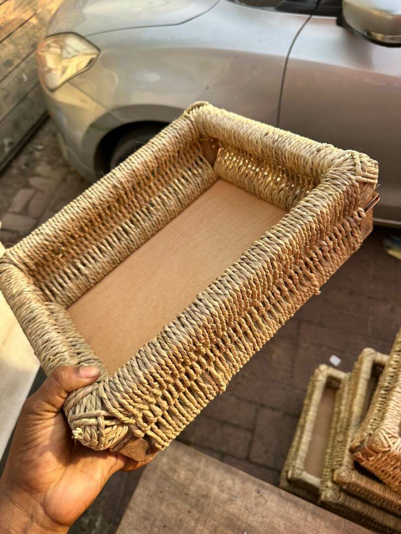 Panier rectangulaire en rotin