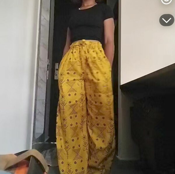 Pantalon large jaune ethnique