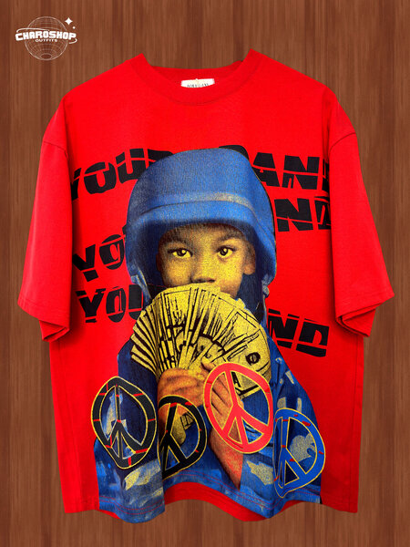 T-shirt rouge Peace & Money