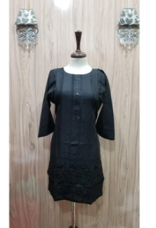 Summer linen Black kurta Embroided Girls&women