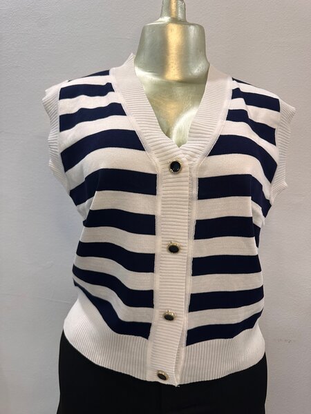 Cardigan sans manches rayé