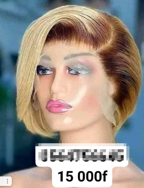 Perruque courte blonde péruvienne
