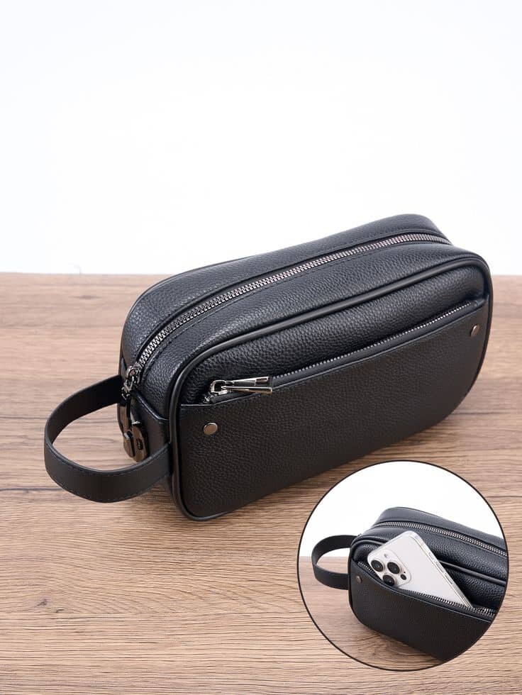 Trousse de toilette en cuir