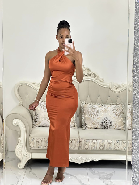 orange bodycon dress