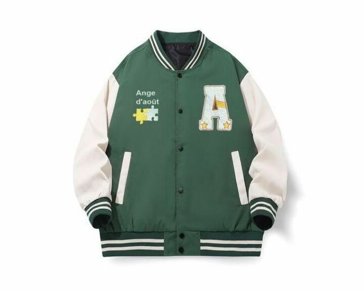 Veste Varsity Verte Coton Polyester