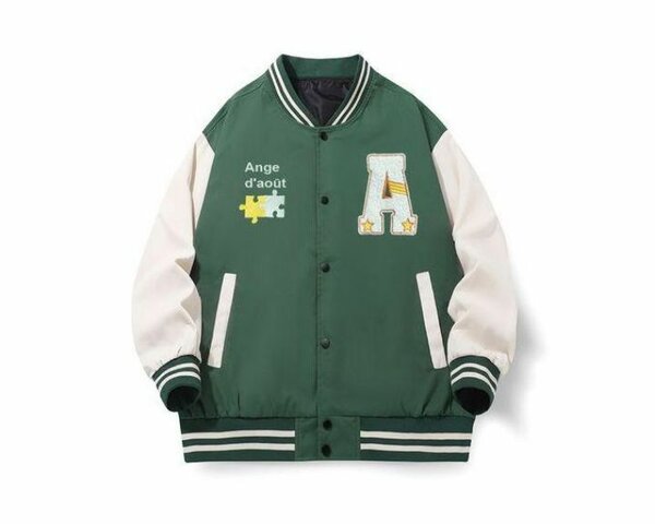 Veste Varsity Verte Coton Polyester